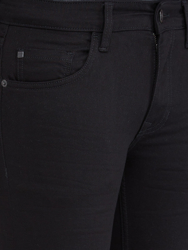 Colorplus Black Solid Mid Rise Slim Fit Cotton Blend Jeans
