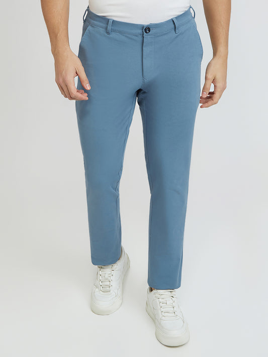 Colorplus Men Blue Contemporary Fit Solid Piece Dyed Trouser