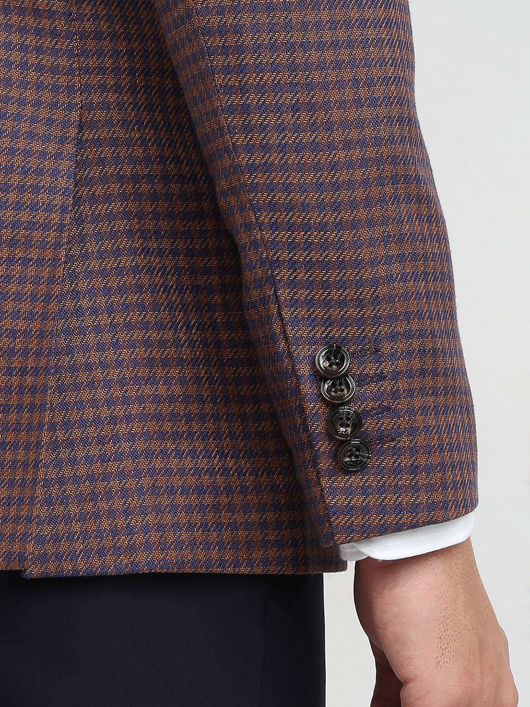Colorplus Men Brown Regular Fit Checks Casual Blazer
