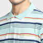 Colorplus Men Blue Stripe Classic Fit Half Sleeve Polo Neck T-Shirt