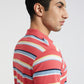 ColorPlus Men Yellow Stripe Classic Fit Cotton Half Sleeve T-Shirt