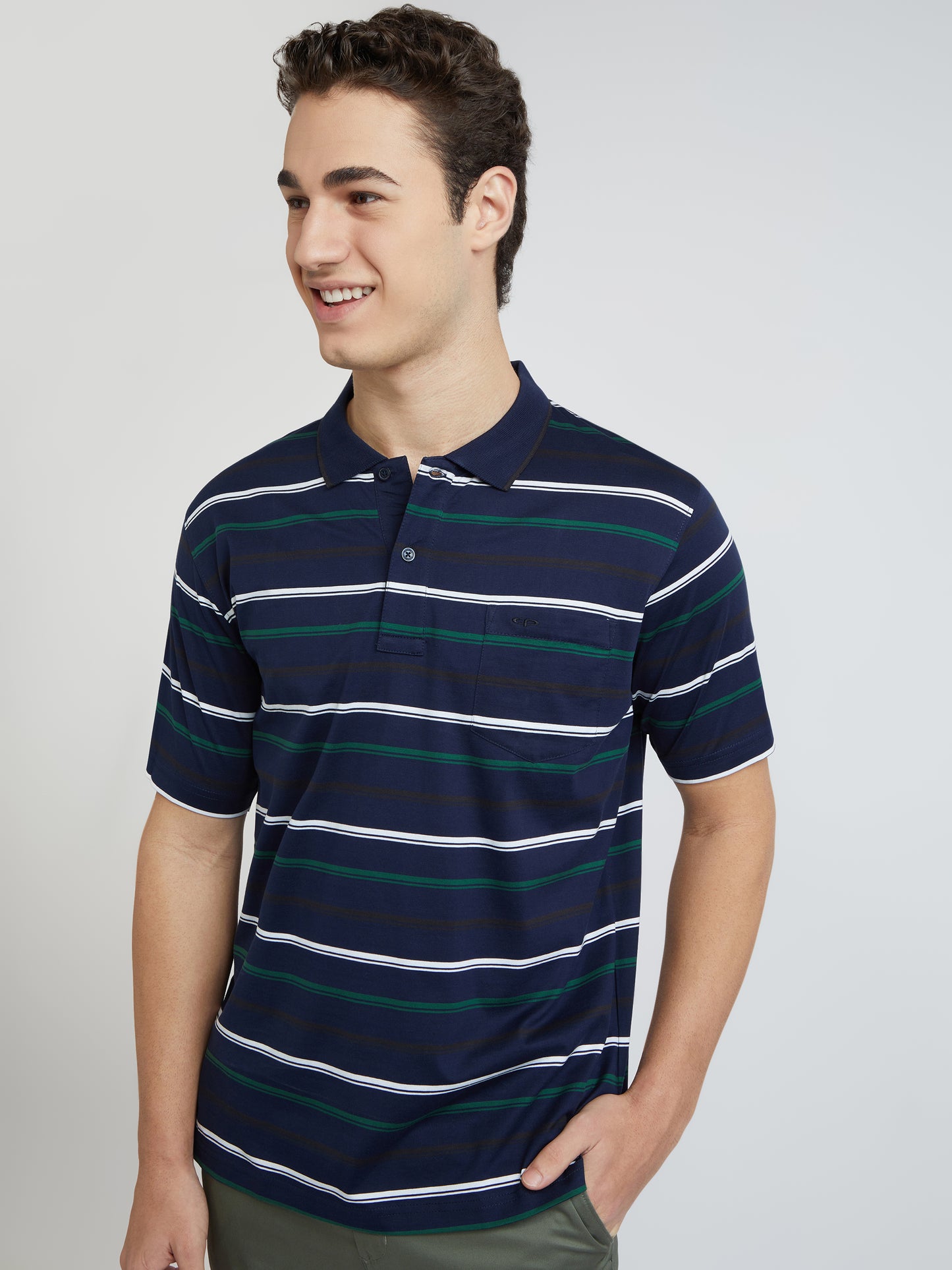 Colorplus Blue Stripe Comfort Fit Cotton T-Shirt