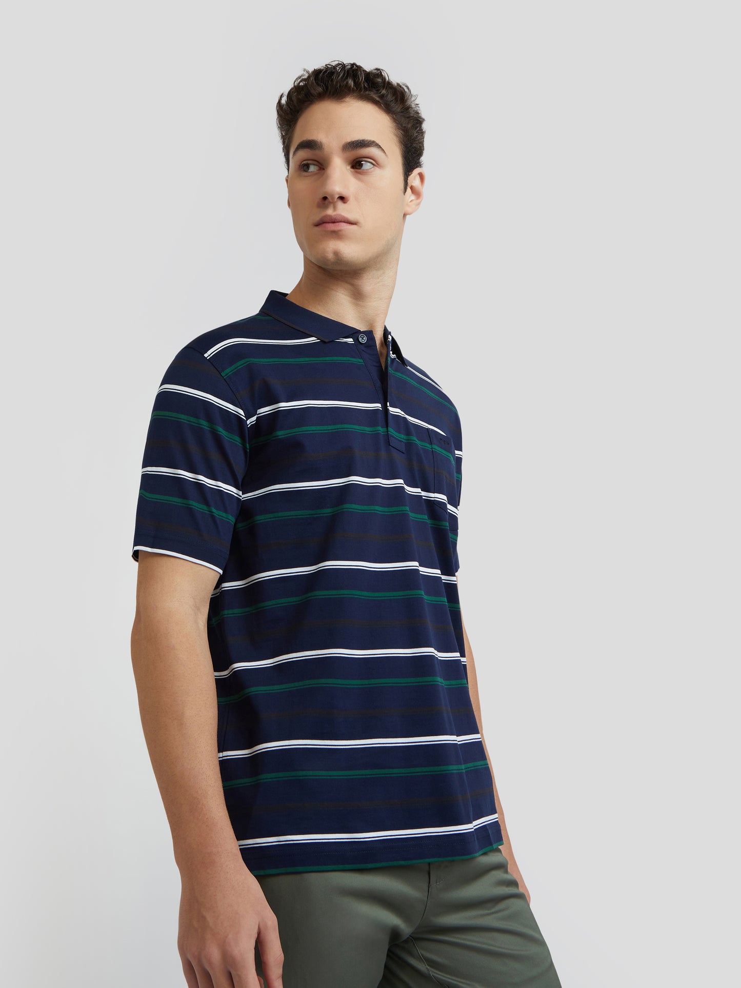 Colorplus Blue Stripe Comfort Fit Cotton T-Shirt