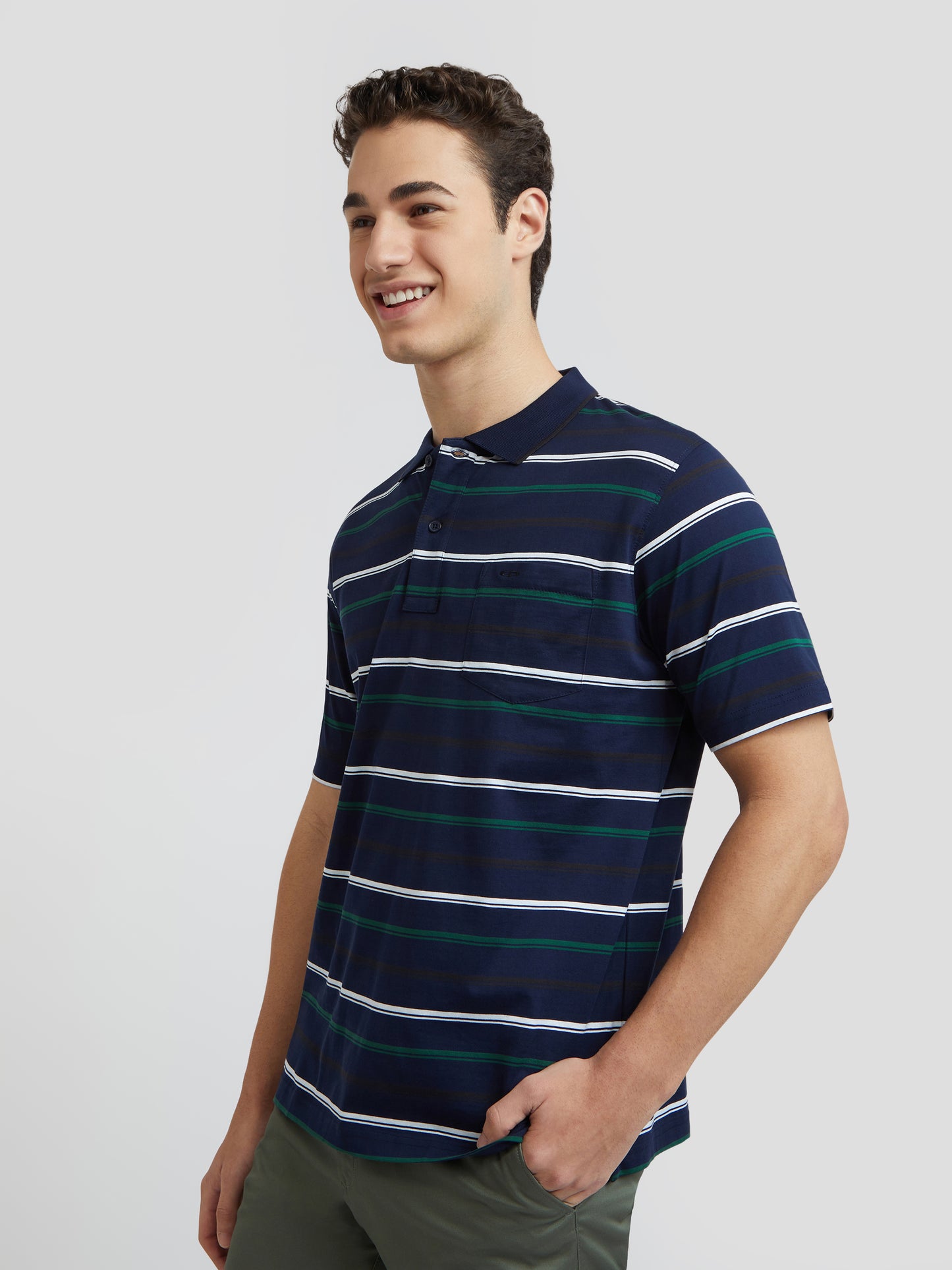 Colorplus Blue Stripe Comfort Fit Cotton T-Shirt