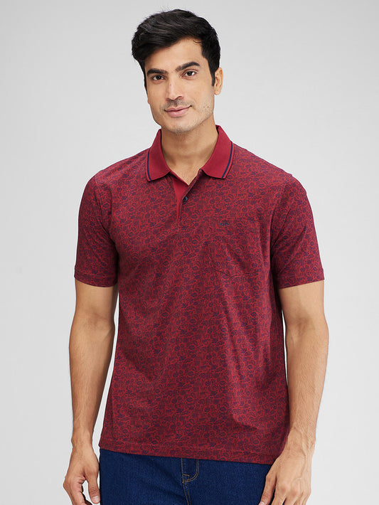 Colorplus Red Printed Comfort Fit Cotton T-Shirt