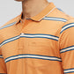 Colorplus Orange Stripe Regular Fit Full Sleeve Cotton T-Shirt