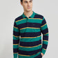 Colorplus Green Stripe Regular Fit Cotton T-Shirt