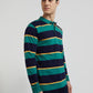 Colorplus Green Stripe Regular Fit Cotton T-Shirt