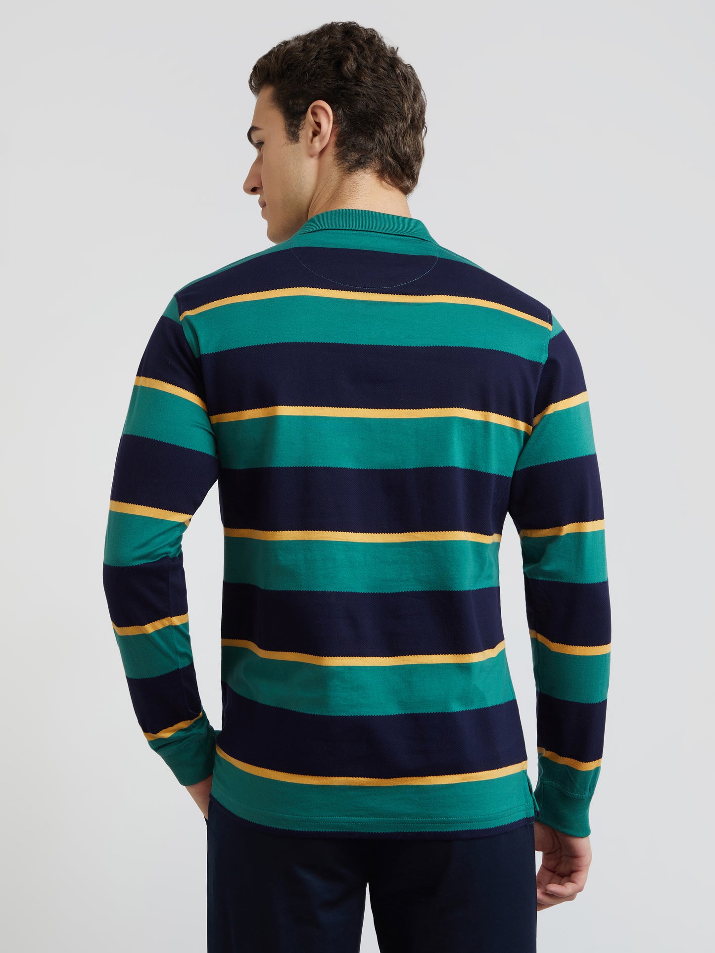 Colorplus Green Stripe Regular Fit Cotton T-Shirt