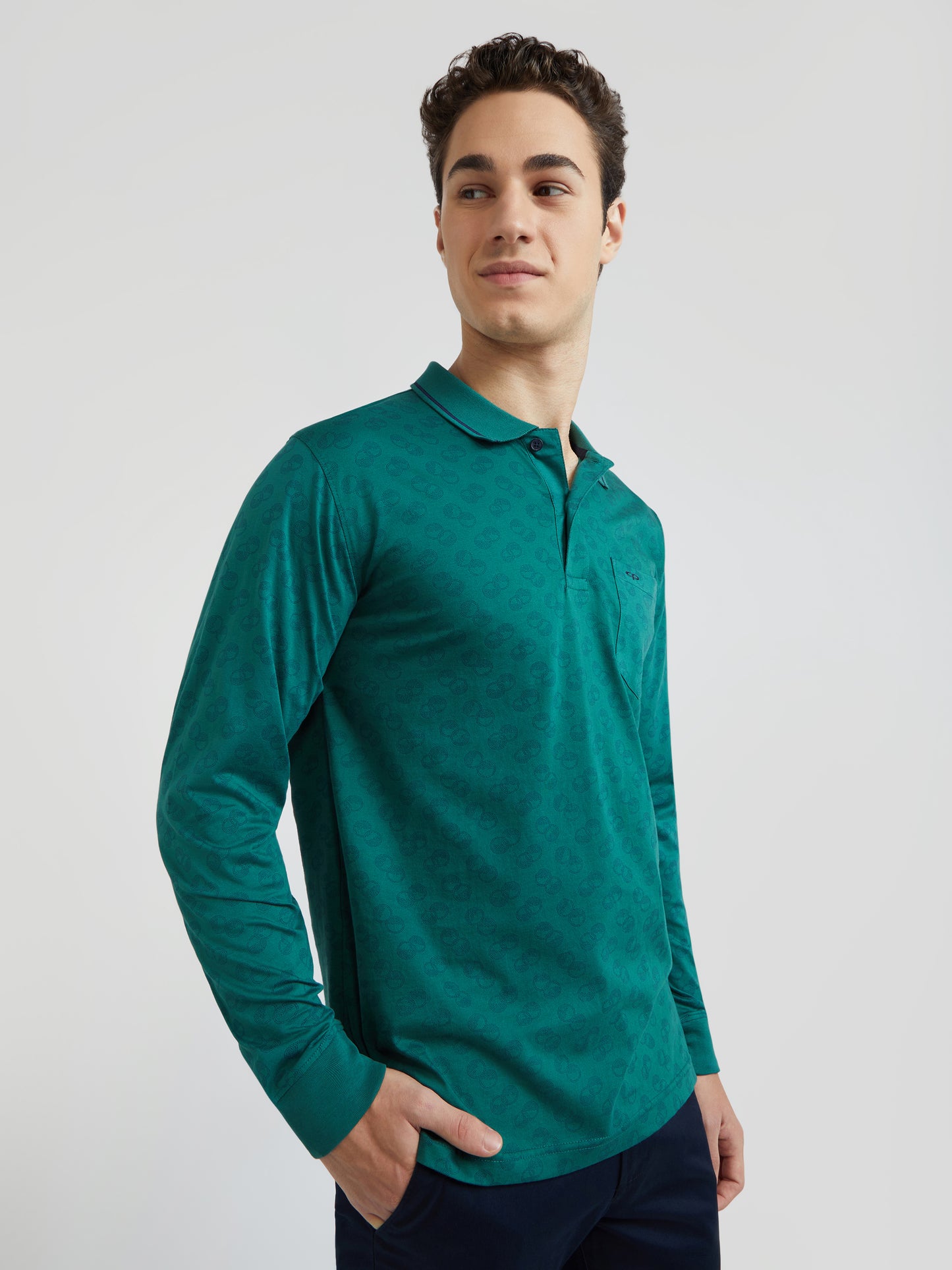 Colorplus Green Printed Regular Fit Cotton T-Shirt