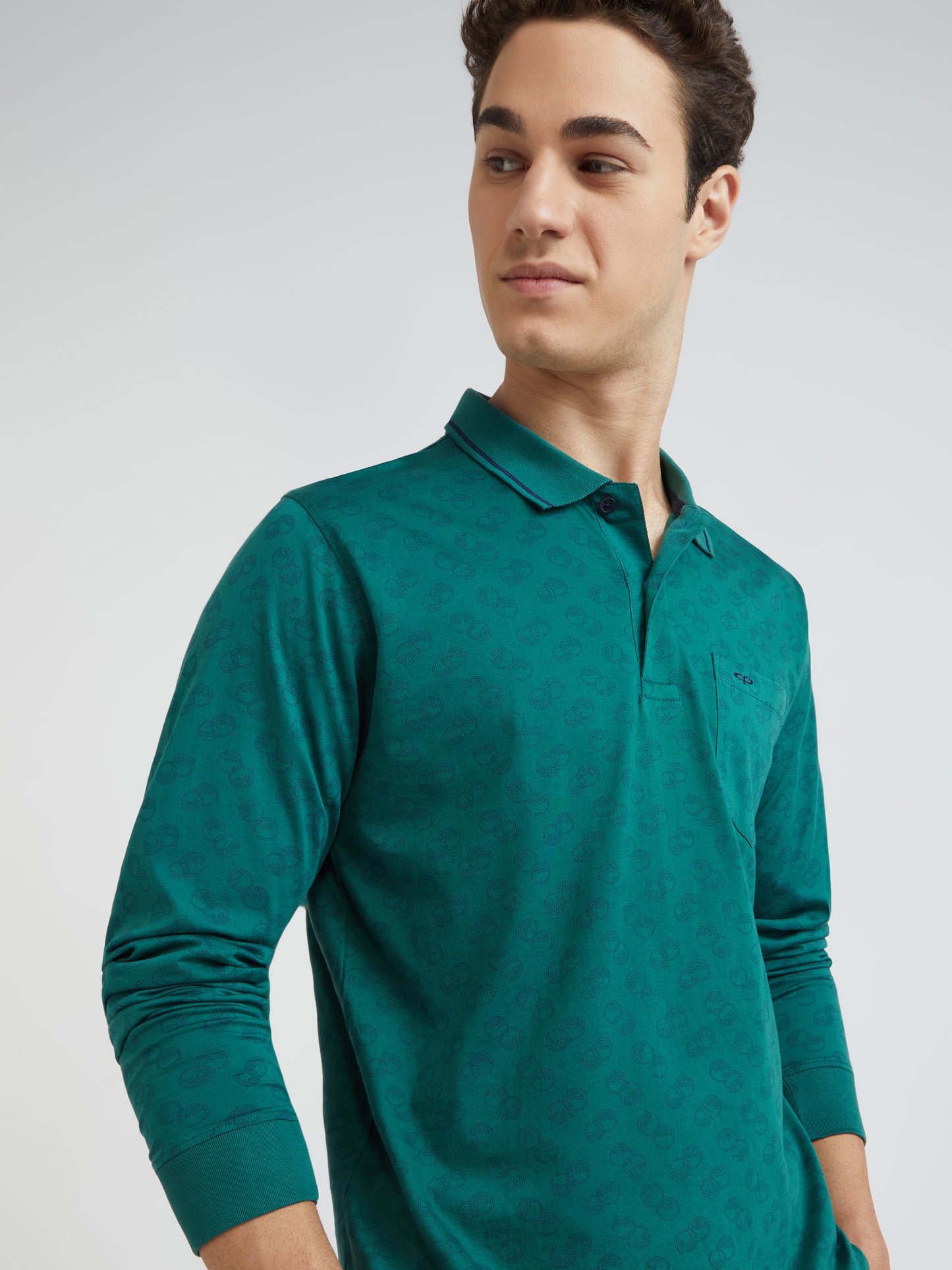 Colorplus Green Printed Regular Fit Cotton T-Shirt