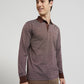 Colorplus Brown Jacquard Regular Fit Cotton T-Shirt