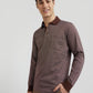 Colorplus Brown Jacquard Regular Fit Cotton T-Shirt