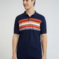 Colorplus Blue Stripe Regular Fit Cotton T-Shirt