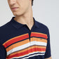 Colorplus Blue Stripe Regular Fit Cotton T-Shirt