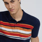 Colorplus Blue Stripe Regular Fit Cotton T-Shirt