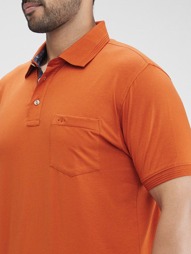 Colorplus Orange Solid Regular Fit Modal Blend T-Shirt