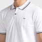 Colorplus Men White Solid Tailored Fit Half Sleeve Polo Neck T-Shirt