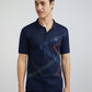 Men Navy Tailored Fit Print Cotton Half Sleeve T-Shirt