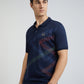 Men Navy Tailored Fit Print Cotton Half Sleeve T-Shirt