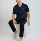 Men Navy Tailored Fit Print Cotton Half Sleeve T-Shirt