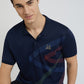 Men Navy Tailored Fit Print Cotton Half Sleeve T-Shirt