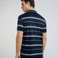 Men Navy Tailored Fit Stripe Engineered Cotton Half Sleeve T-Shirt