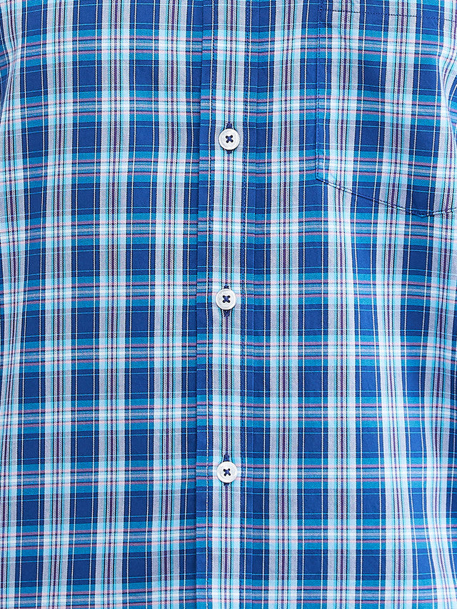 Colorplus Men Blue Checkered Regular Fit Full Sleeve Spread Collar Shirt