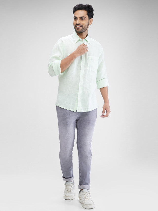 Colorplus Men Green Solid Regular Fit Full Sleeve Spread Collar Shirt ...