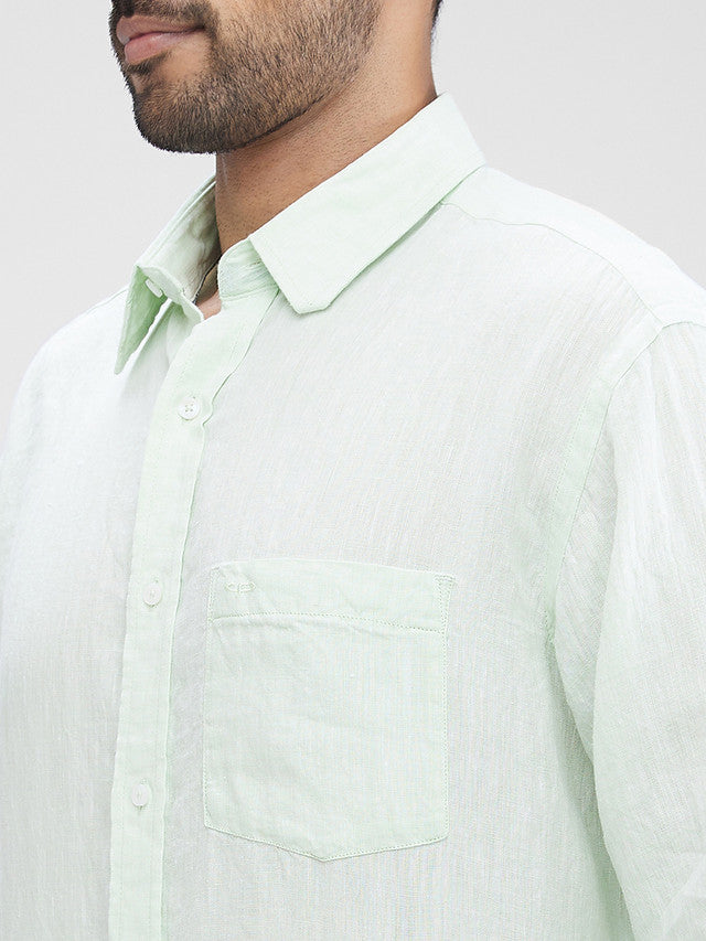 Colorplus Men Green Solid Regular Fit Full Sleeve Spread Collar Shirt ...