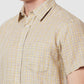 Colorplus Beige Checks Classic Fit Linen Casual Shirt