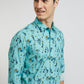 Colorplus Men Blue Printed Contemporary Fit Cotton Casual Shirt