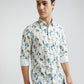 Colorplus White Printed Contemporary Fit Cotton Casual Shirt