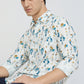 Colorplus White Printed Contemporary Fit Cotton Casual Shirt