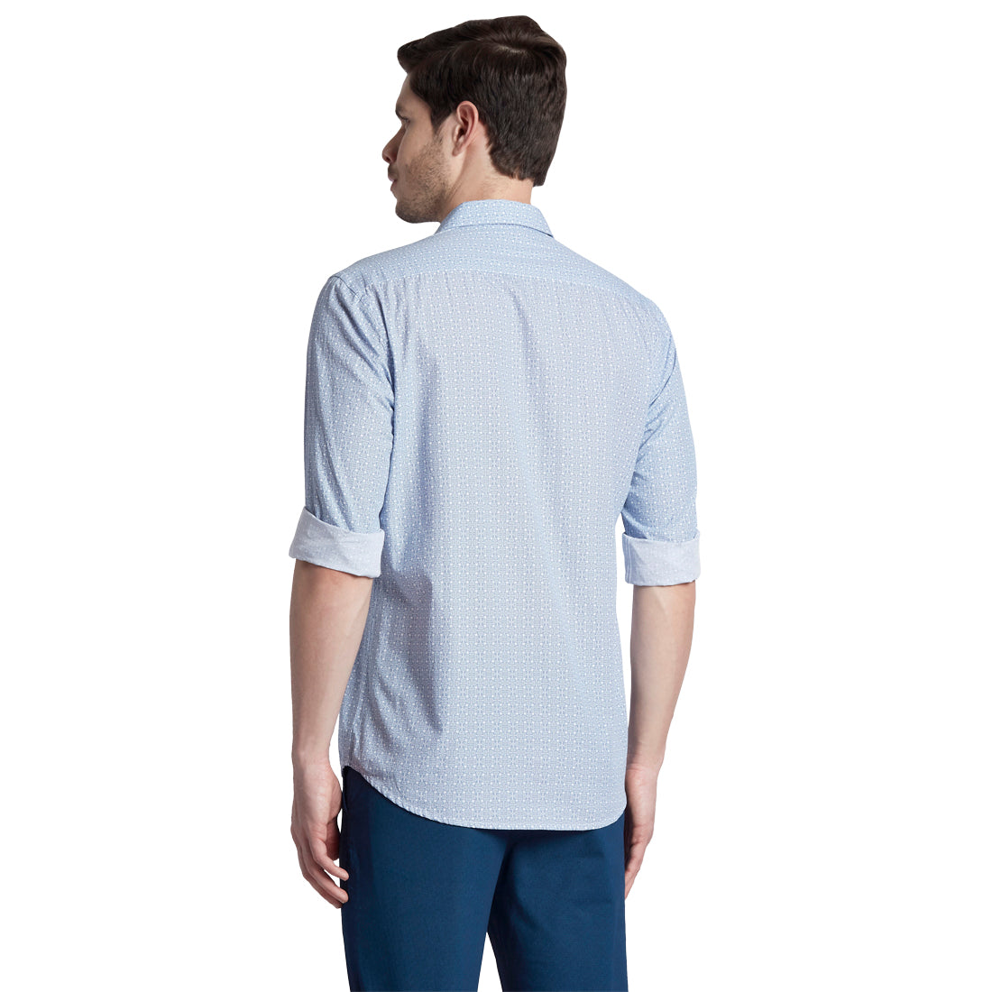 Colorplus Blue Print Tailored Fit Full Sleeve Cotton Shirt