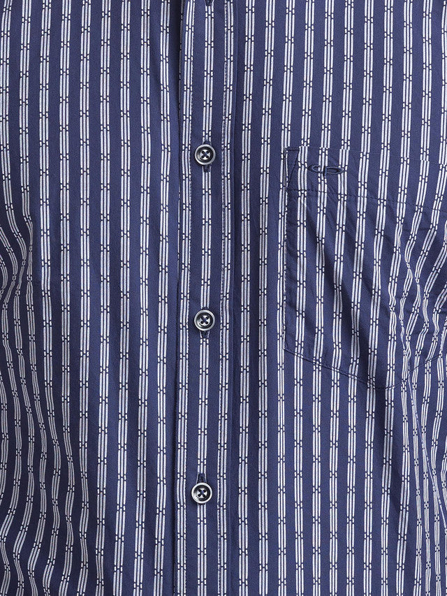 Colorplus Blue Stripe Tailored Fit Cotton Casual Shirt