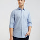 Men Blue Tailored Fit Solid-Dobby Cotton Full Sleeve Shirts