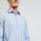 Men Blue Tailored Fit Solid-Dobby Cotton Full Sleeve Shirts