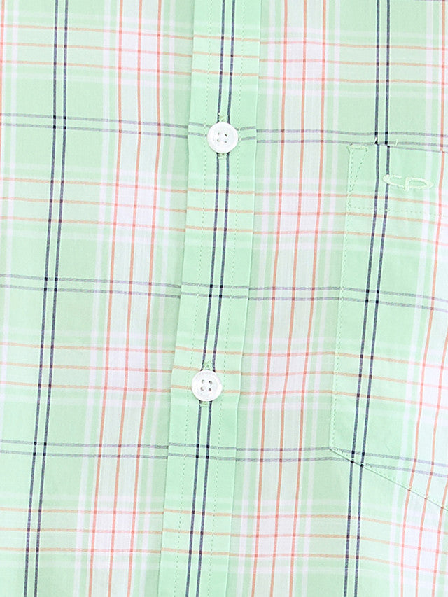 Colorplus Green Checks Tailored Fit Cotton Casual Shirt