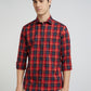 Men Red Tailored Fit Checks Cotton Full Sleeve Shirts