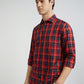 Men Red Tailored Fit Checks Cotton Full Sleeve Shirts