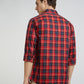 Men Red Tailored Fit Checks Cotton Full Sleeve Shirts