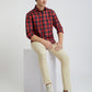 Men Red Tailored Fit Checks Cotton Full Sleeve Shirts