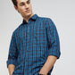 Men Blue Tailored Fit Checks Cotton Full Sleeve Shirts