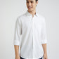 Men White Tailored Fit Solid Cotton Full Sleeves Shirts