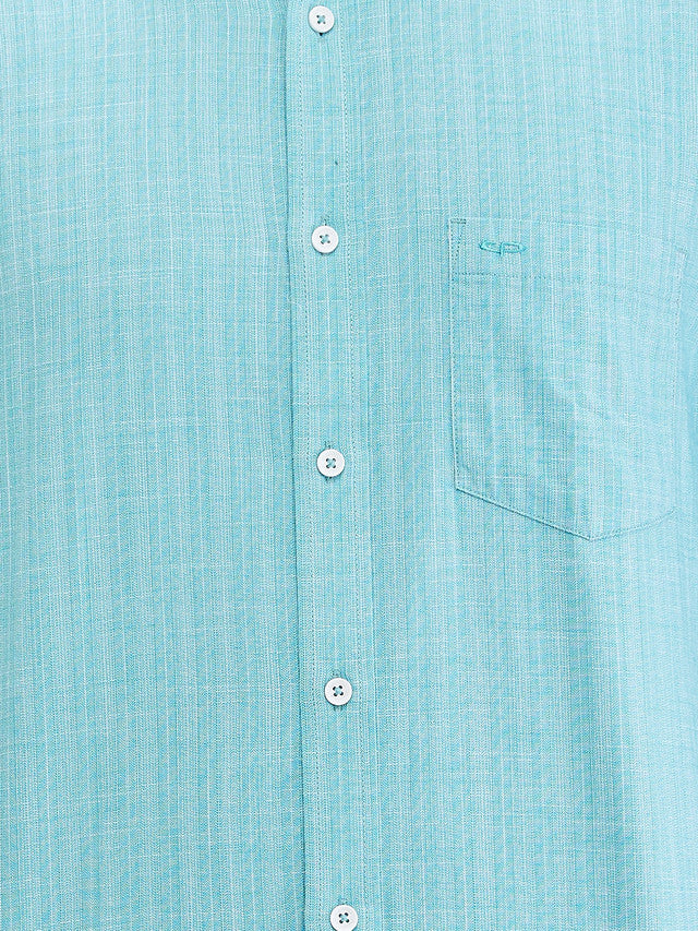 Colorplus Green Structure Tailored Fit Cotton Casual Shirt