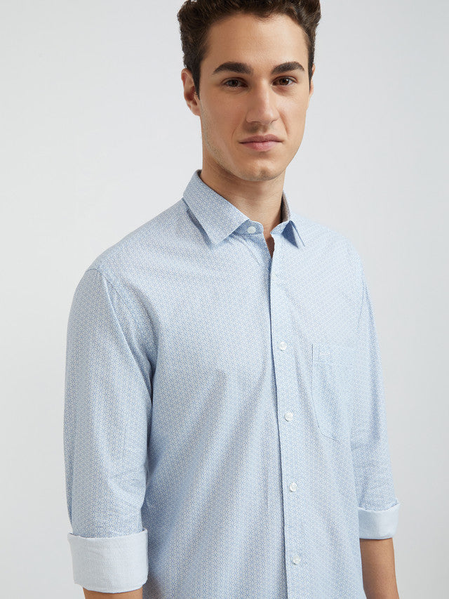 Men Tailored Fit Light Grey Shirt