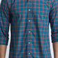 Colorplus Men Blue Checkered Tailored Fit Full Sleeve Spread Collar Shirt