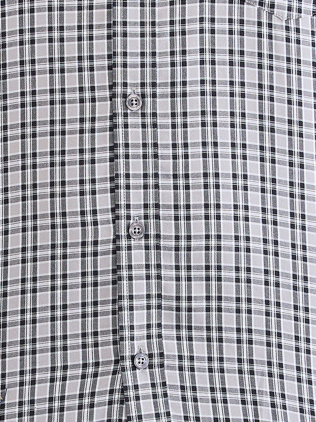 Colorplus Grey Checks Tailored Fit Cotton Blend Casual Shirt