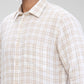 Colorplus Men Brown Checks Tailored Fit Linen Casual Shirt